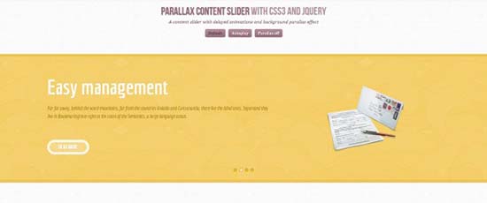 Parallax Content Slider with CSS3 and jQuery